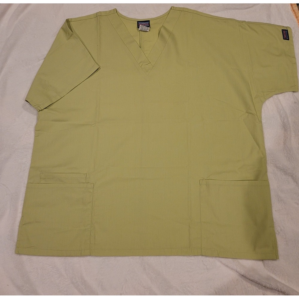 Cherokee Scrub Top Womens Size XL Workwear Soft Easy Care Lime Green Authentic